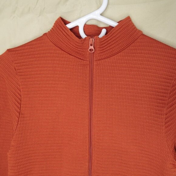 Aura Active Full Zip Jacket Stretch Waffle Burnt Orange Long Sleeve Womens S/M - Picture 2 of 11